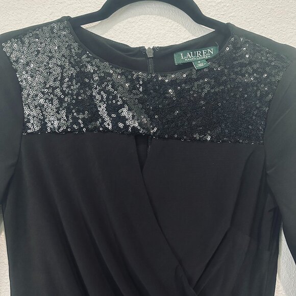 LAUREN by RALPH LAUREN Women's Sequined-Yoke Jersey Dress - Picture 4 of 7